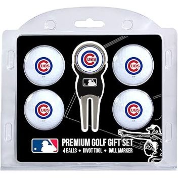 Team Golf MLB Regulation Size Golf Balls (4 Count) & Divot Tool with Removable Double-Sided Magnetic Marker